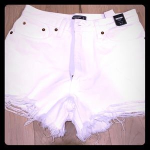 Abercrombie Annie High Rise White Jean Shorts